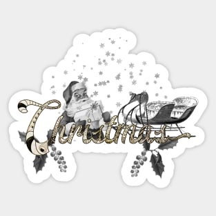 Christmas with Santa Claus in black and white Sticker
